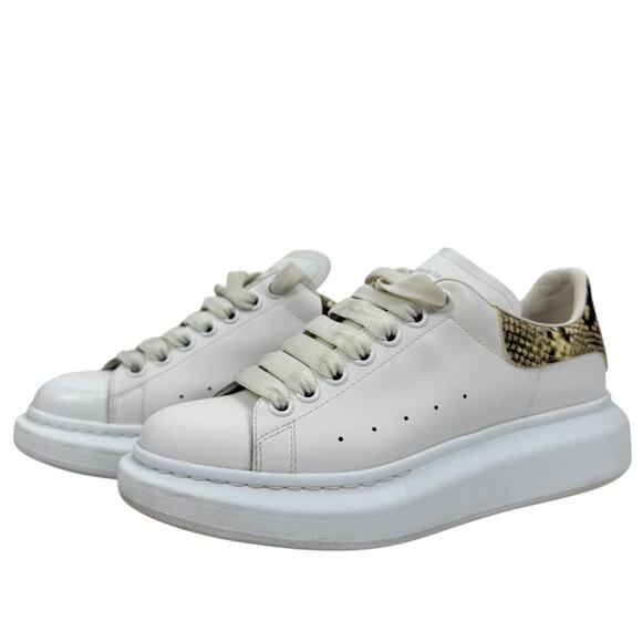 Alexander Mcqueen Larry Oversized Python Sneakers Leather White Size 39 - Picture 2 of 10
